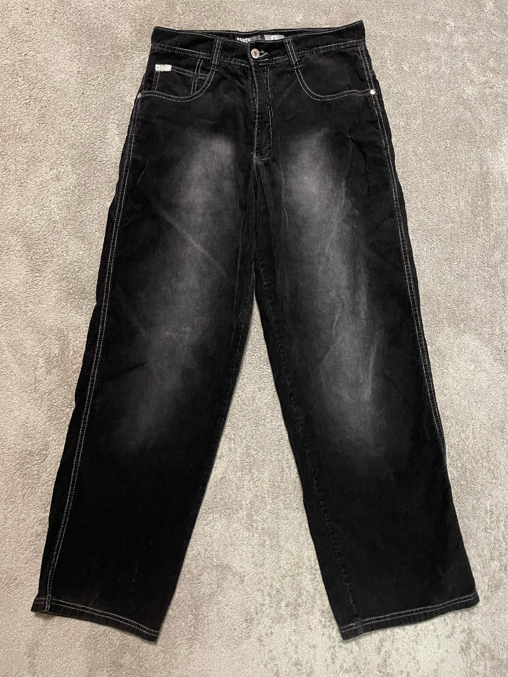 Vintage Y2K South Pole Corduroy Pants Mens 30 x 32” Black 100% Cotton Baggy Wide